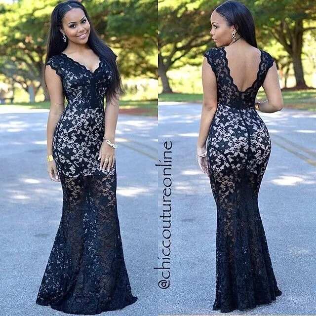Latest lace gown styles in Nigeria - black
