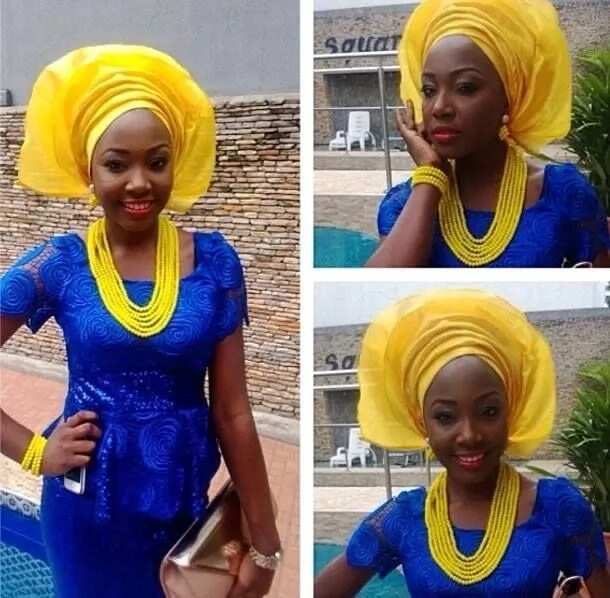 Yellow and blue Aso Ebi