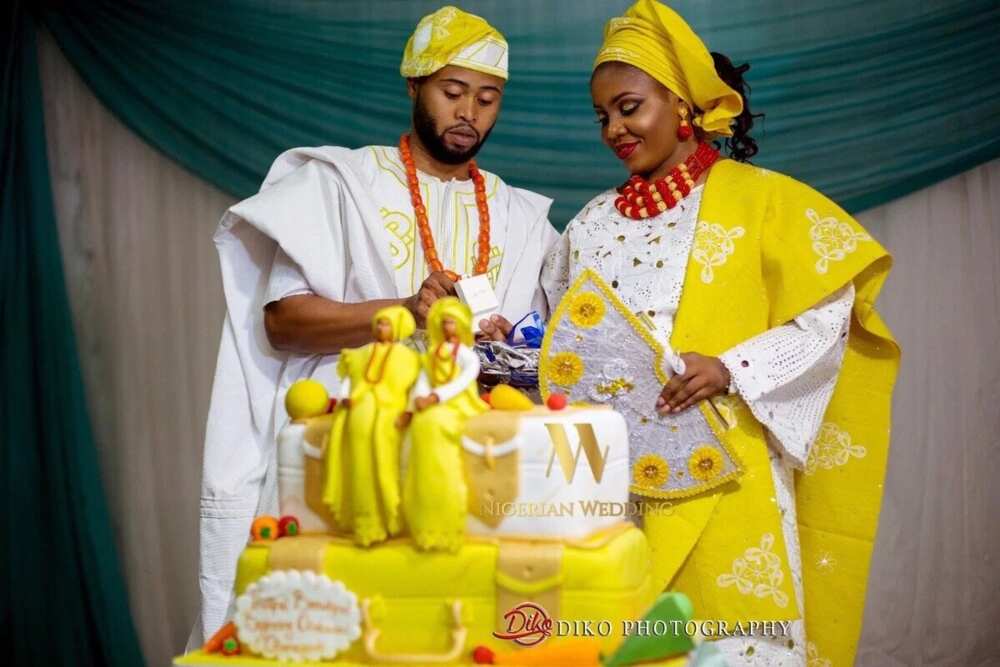 Yoruba traditional wedding cakes: white and yellow