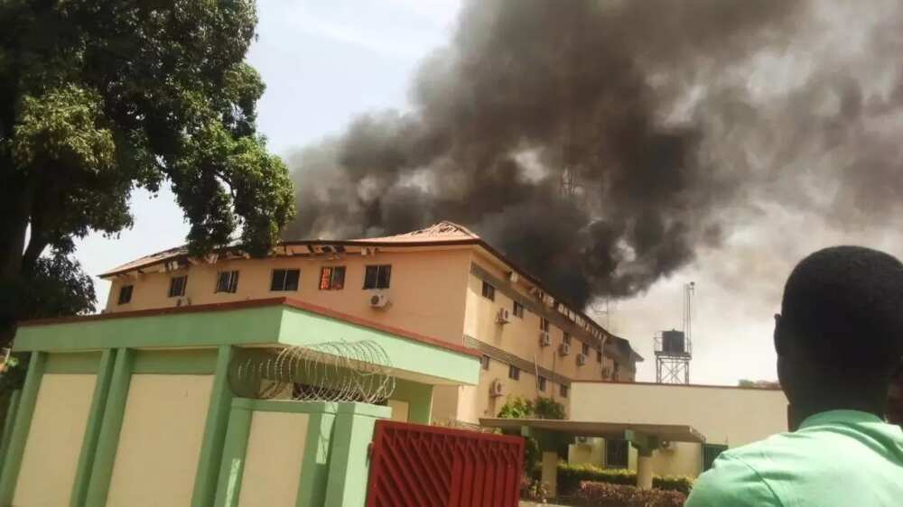 JUST IN: KADSIECOM building gutted by fire in Kaduna