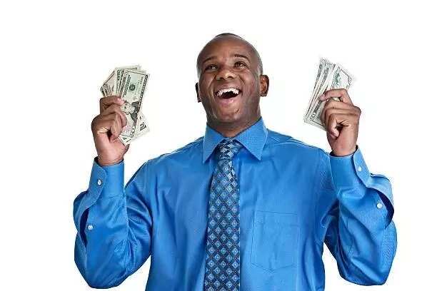 Happy man with money