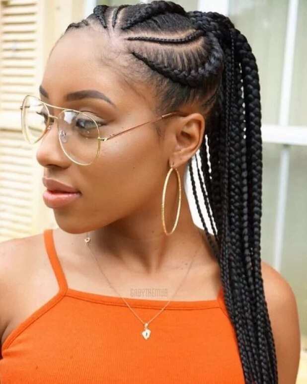 Neat cornrow ponytail with extensions