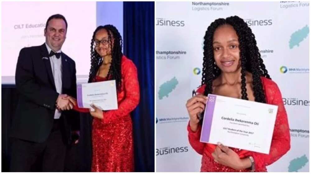 Nigerian lady Cordelia Ihekerenma Oti bags student of the year award in UK University (photos)