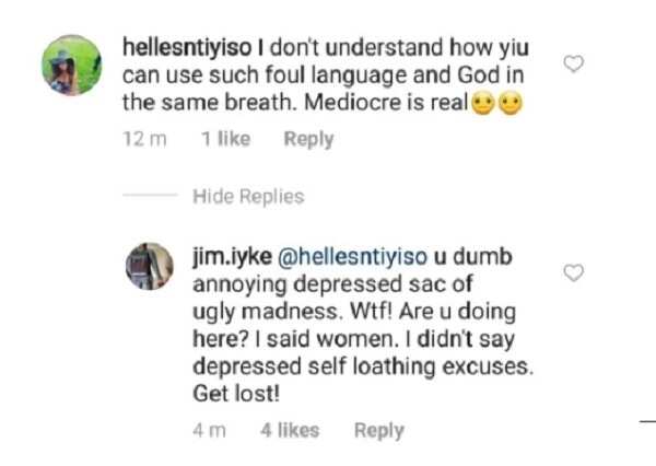 Jim Iyke fires at female fan who called him out on using foul language