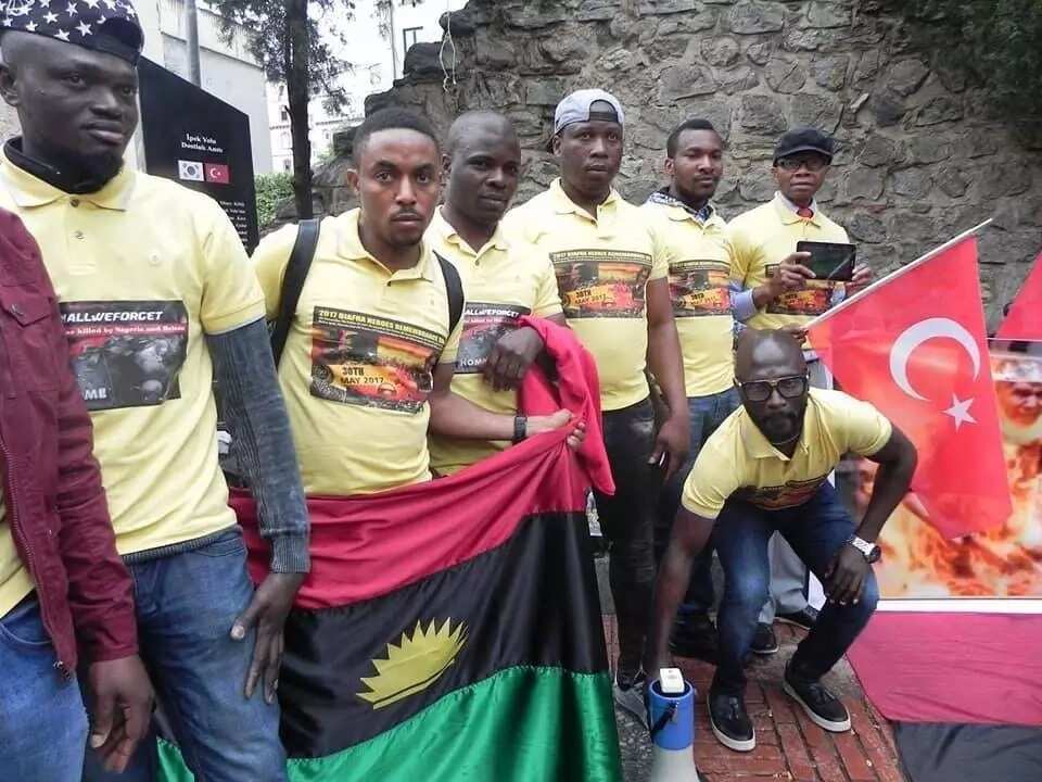Ipob supporters protest in Turkey as Buhari finishes his visit for D-8 summit