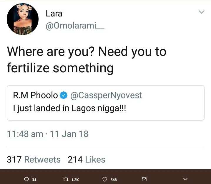 Married woman begs Cassper Nyovest to 'fertilize' her as he lands in Nigeria