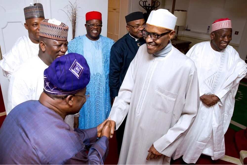 BREAKING: President Buhari receives governors in London (photos)