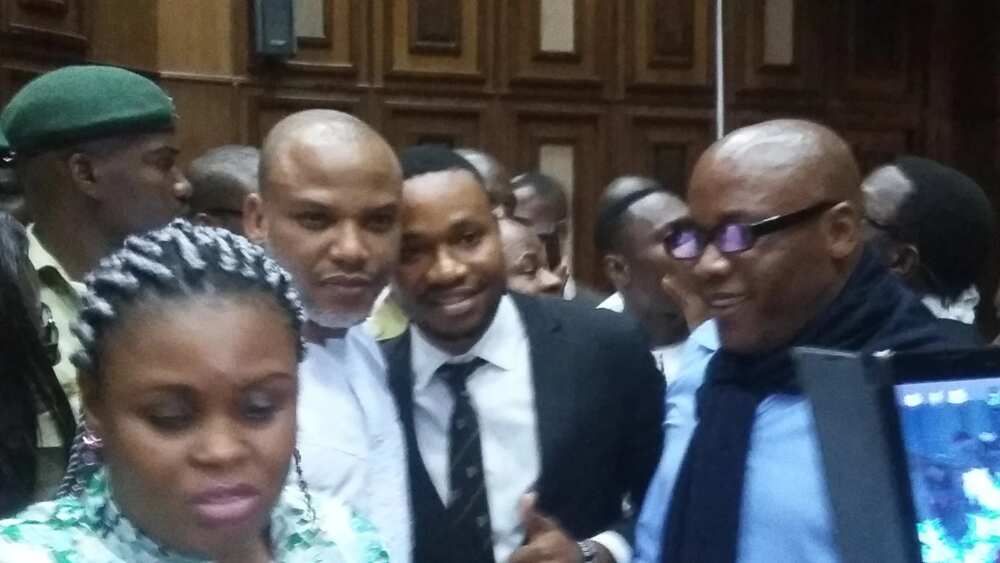 Nnamdi kanu, mother and supporters appear in court today (video)