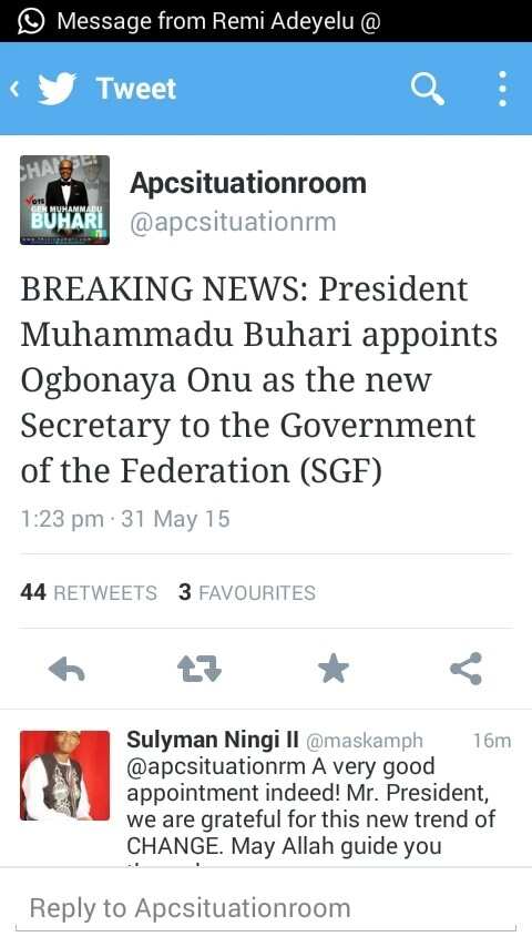 Buhari Appoints Ogbonaya Onu As The New SGF (Updated)