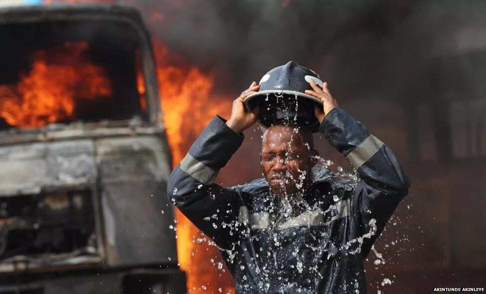 See Brave Lagos Firemen Combating Fire See Brave Lagos Firemen Combating Fire