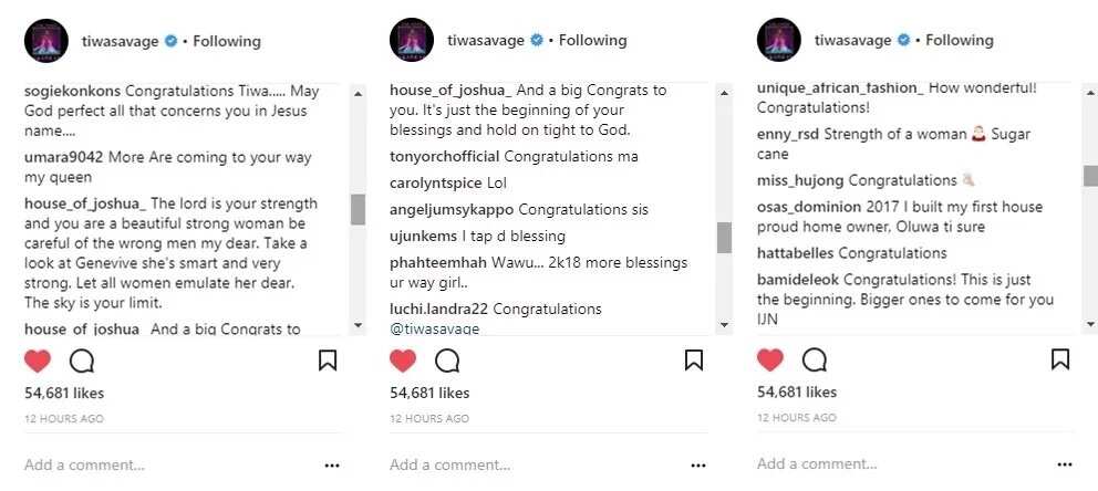 Tiwa Savage recounts God’s blessings in 2017 as she buys new home (photo)