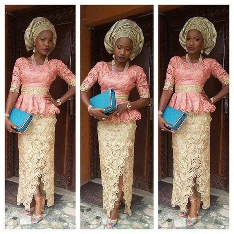 Aso Ebi design with cord lace and peplum style
