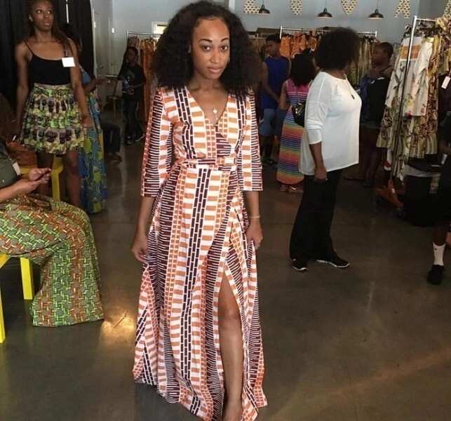 ankara long wrap dress