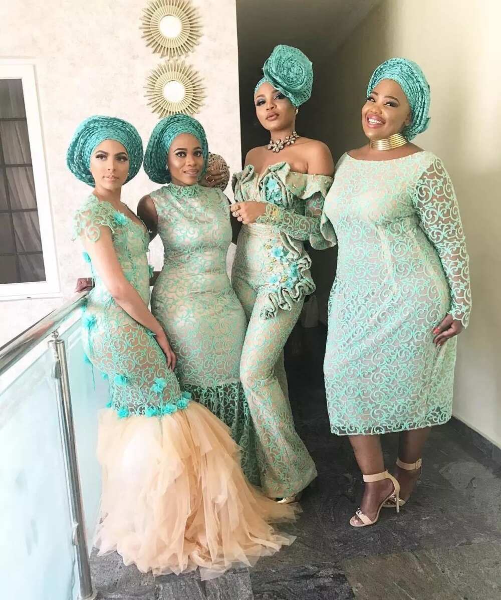 Mint green and peach Aso Ebi 10