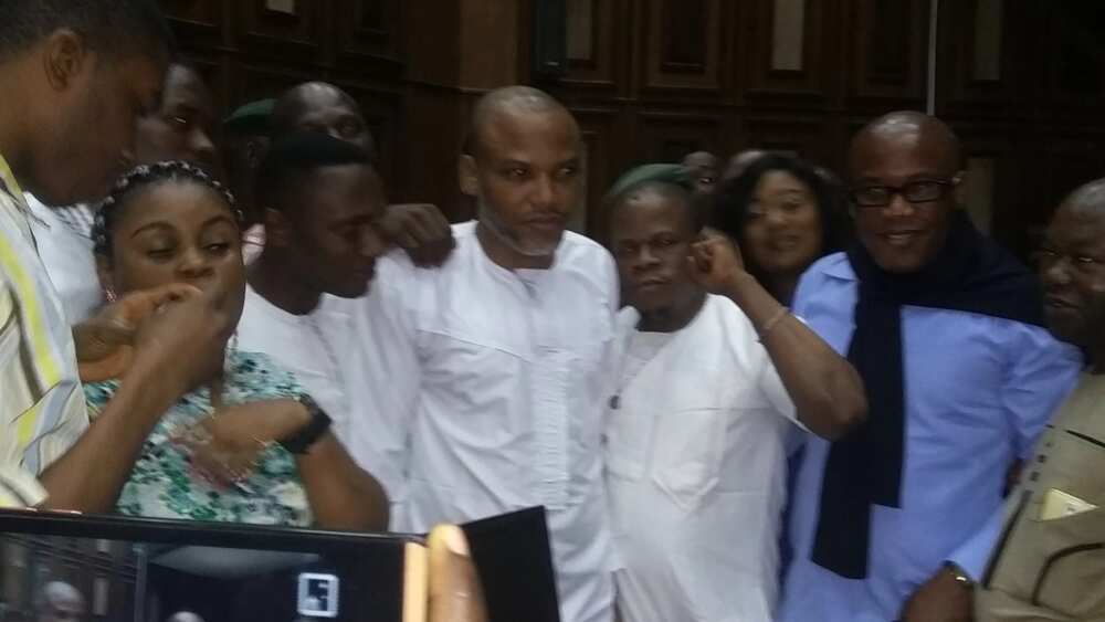 Nnamdi kanu, mother and supporters appear in court today (video)