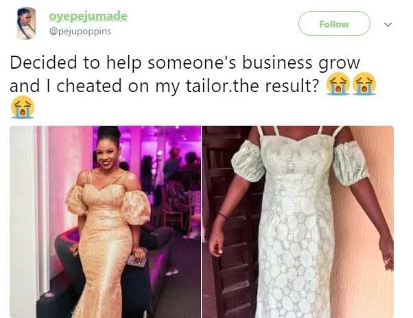 What I asked for vs what the tailor made - Lady shares her bad experience with a Nigerian tailor (photo)
