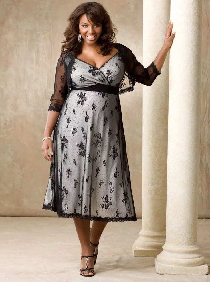 French lace plus size and overwaisted dress