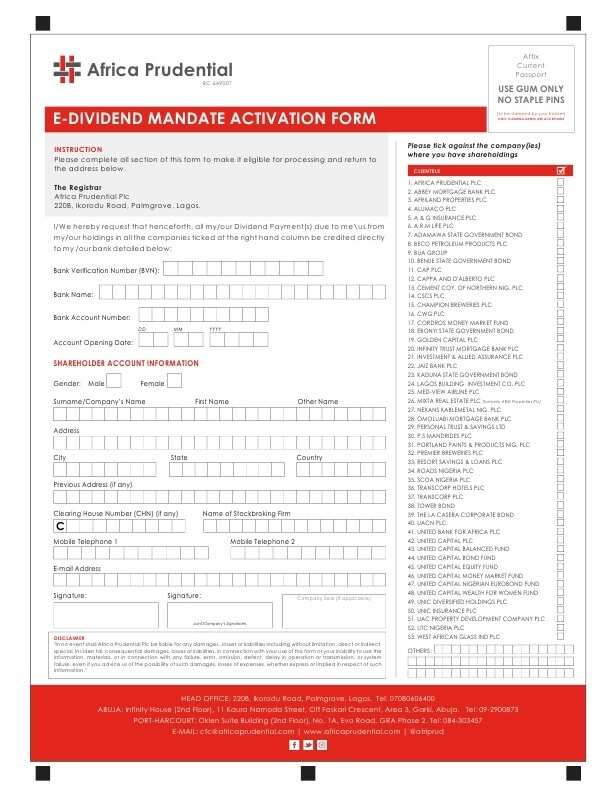 Africa Prudential registrars’ e-Dividend form: how to fill it?