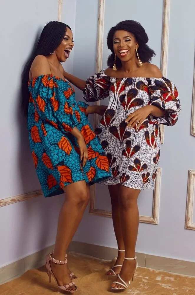 off shoulder ankara short gown