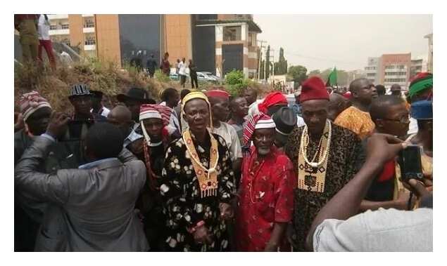 Kanu's popularity increases as traditional rulers, Igbo elders storm court (photos)