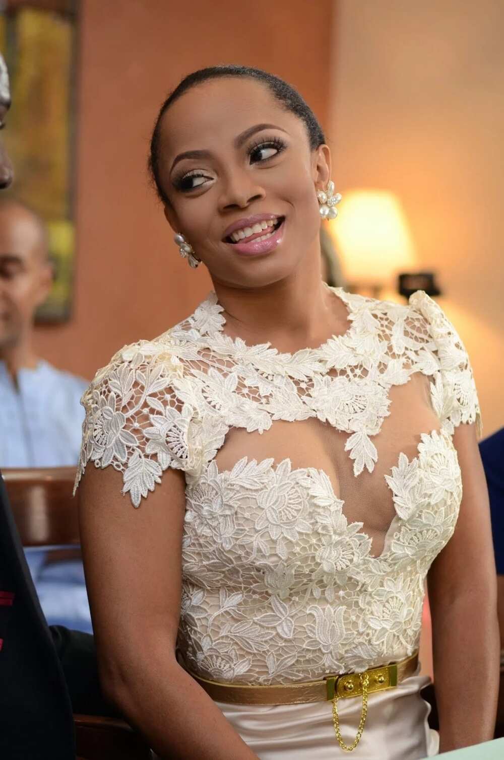 Toke Makinwa in white lace