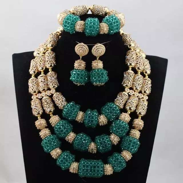 Dark green beads