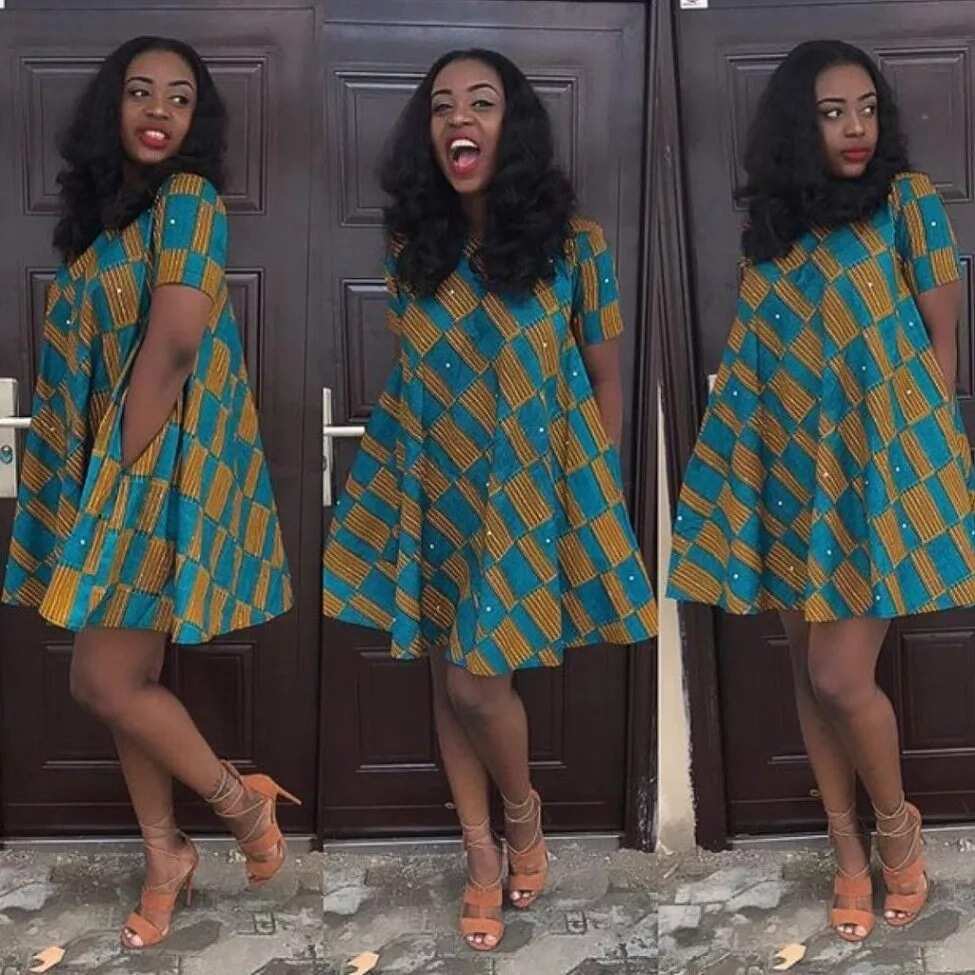 ankara a shape short gown