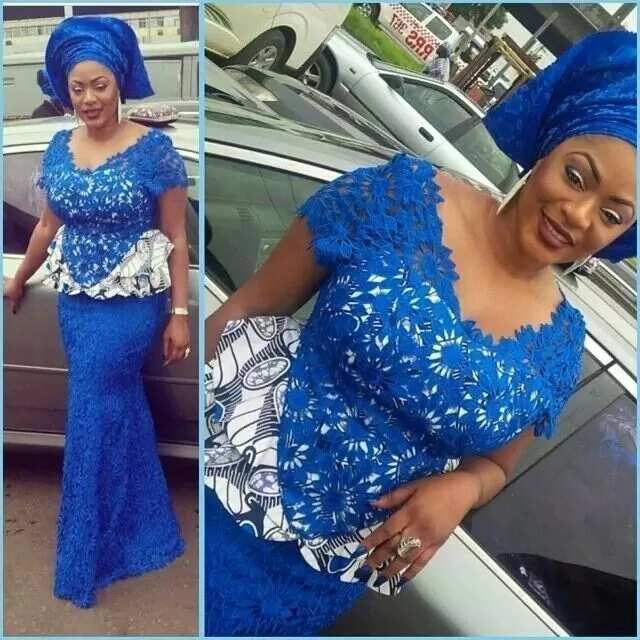 ankara and dry lace combination styles