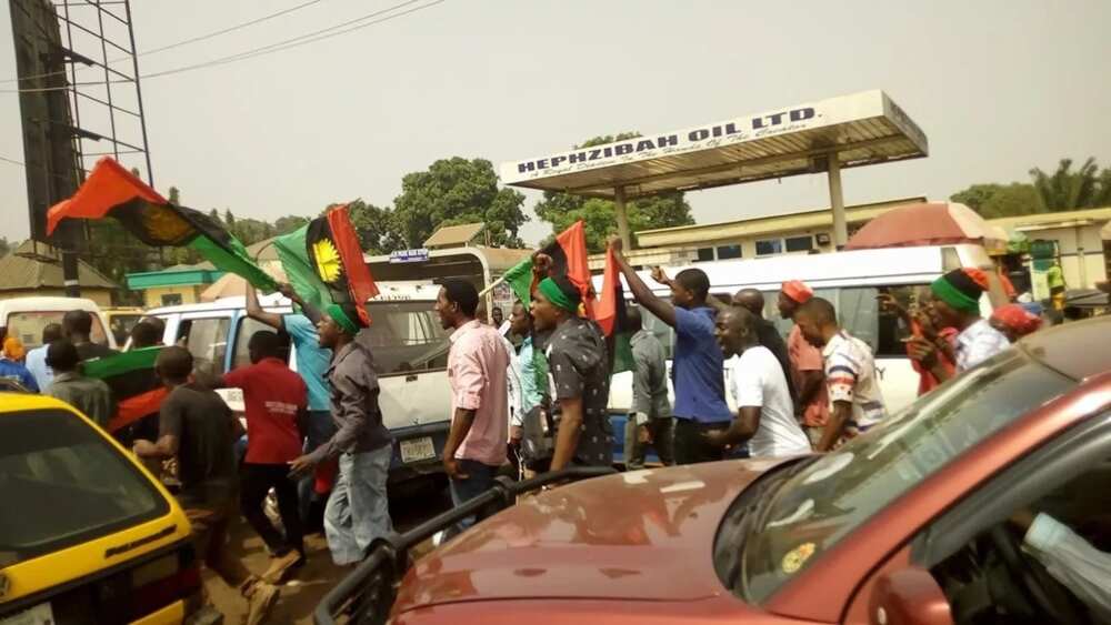 JUST IN: Massive Biafra protest hits Enugu over President Buhari’s visit (photos)