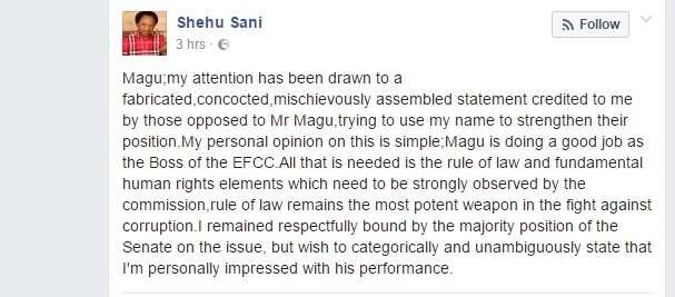 Shehu Sani denies voting against Ibrahim Magu