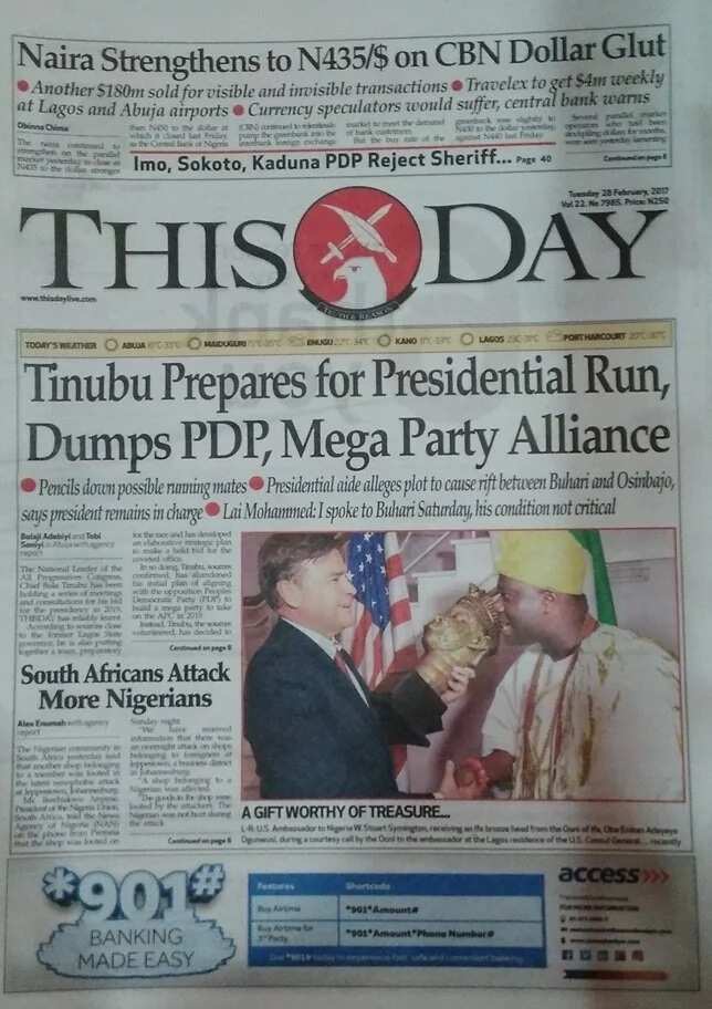 Newspaper review: Presidency alleges plot to divide Buhari, Osinbajo