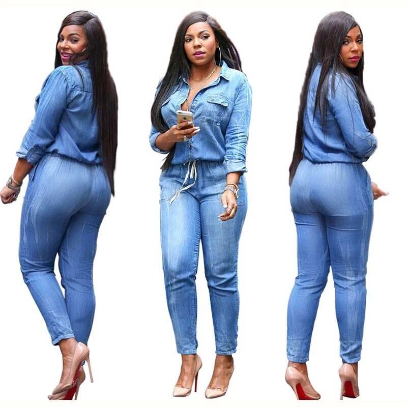 Plus size denim jumpsuit