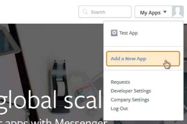 Add a new app to get your Facebook access token