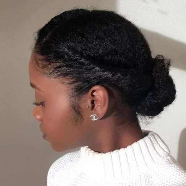 Side partial updo for natural hair