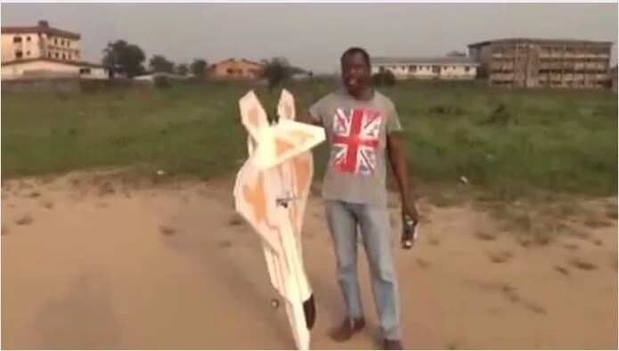 Checkout plane made from plywood by a Nigerian man