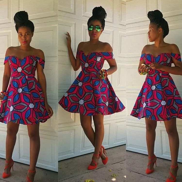 off shoulder short gown ankara