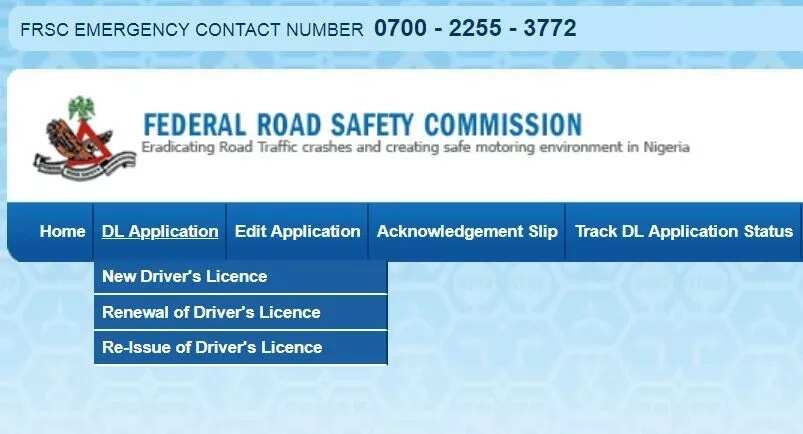 Nigeria drivers license renewal application guide FRSC website