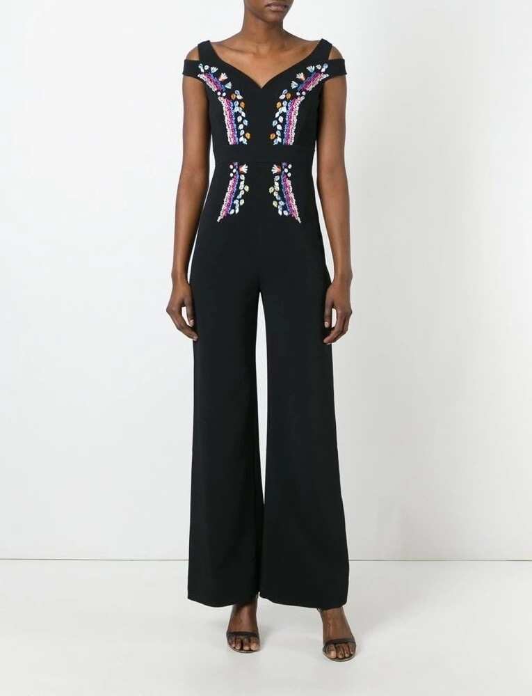Black jumpsuit with embroidery