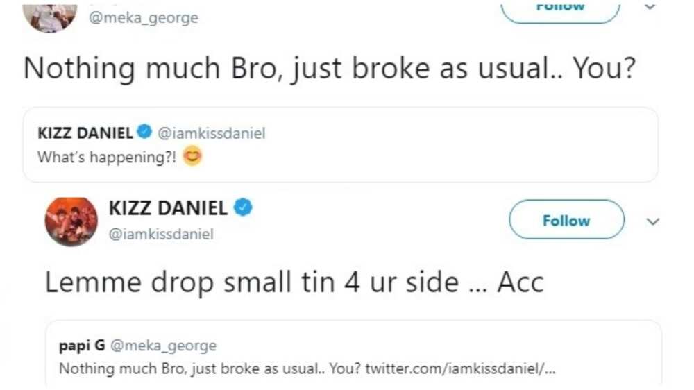 Kiss Daniel promises money to a fan 'who is as broke as usual'