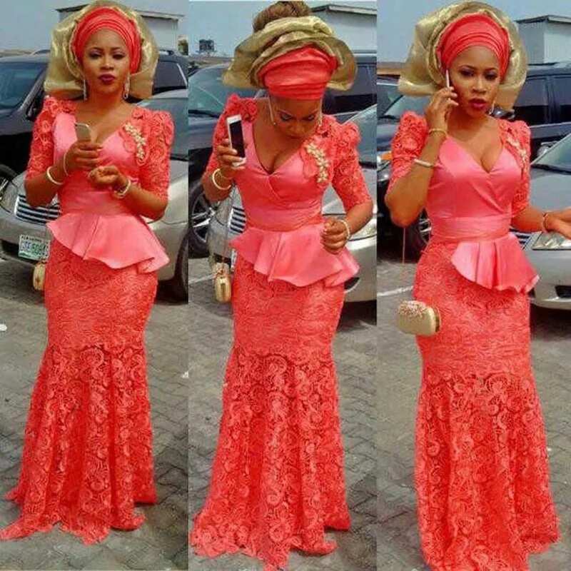 Aso Ebi mermaid style with cord lace