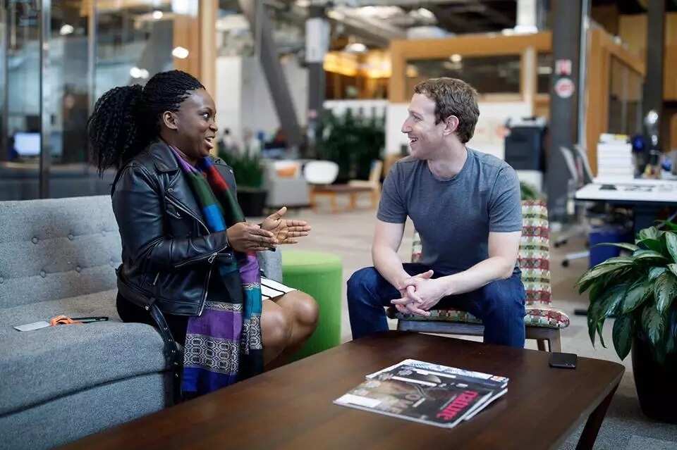 Mark Zuckerberg meets founder of Females in Nigeria Facebook group, Lola Omolola (photo)