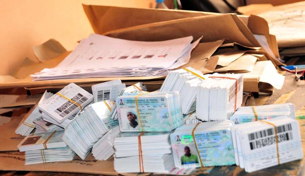 INEC voters cards on the table