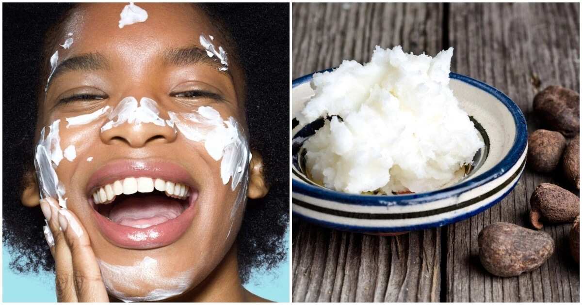 Shea butter on face shop at night