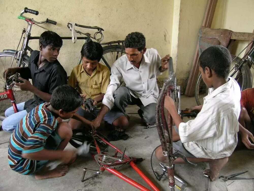 fixing a bike