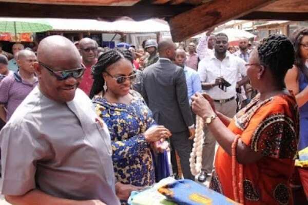 Governor Wike, wife spotted shopping at a local market in Port Harcourt (photos)