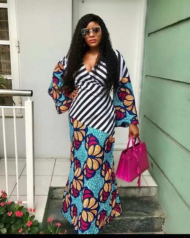 Ankara maxi dress with stripes