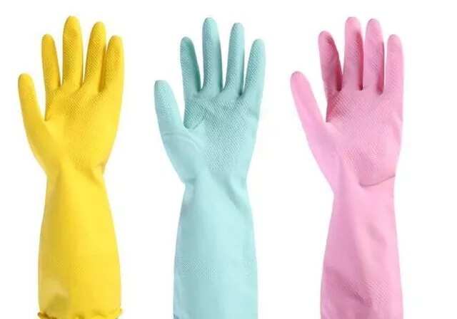 Gloves to protect skin while making liquid soap for bathing