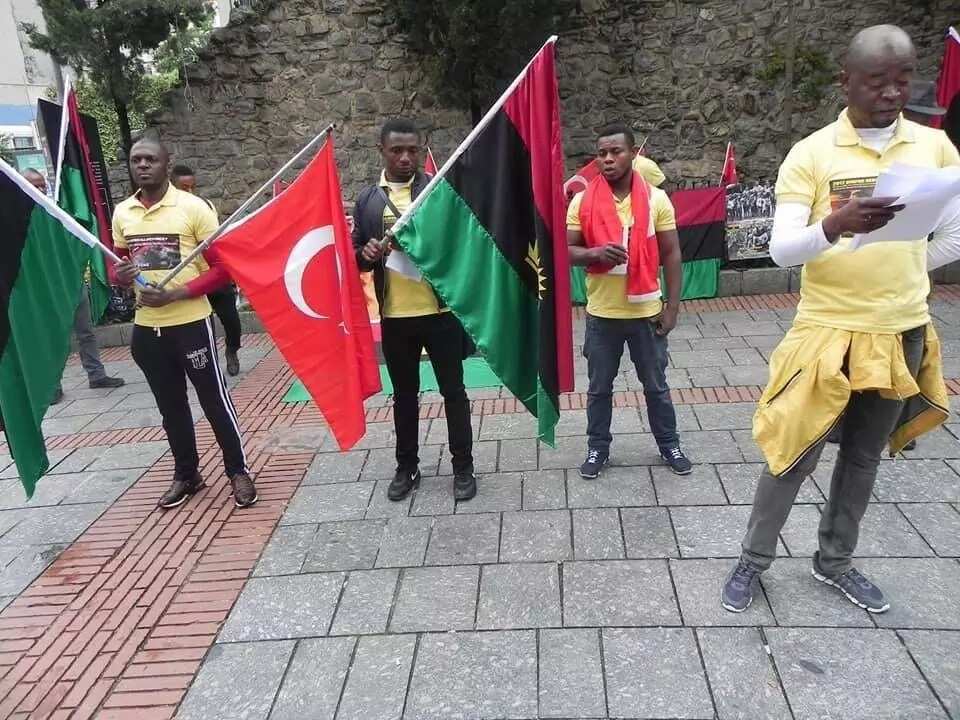 Ipob supporters protest in Turkey as Buhari finishes his visit for D-8 summit