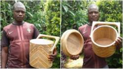 Nigerian lady shares photos of Cameroonian man who makes beautiful coolers from bamboo (photos)