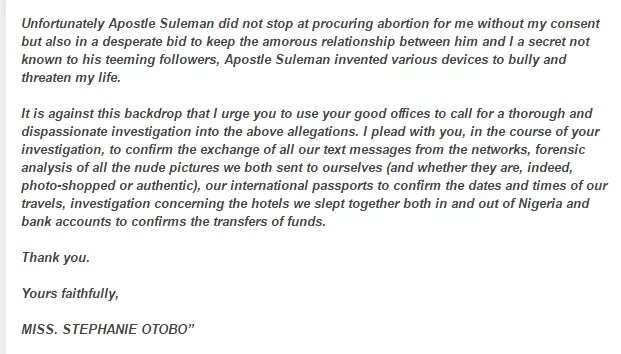 Illegal Abortion: Stephanie Otobo Petitions Against Apostle Johnson Suleman